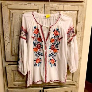 Johnny Was white floral tunic XS